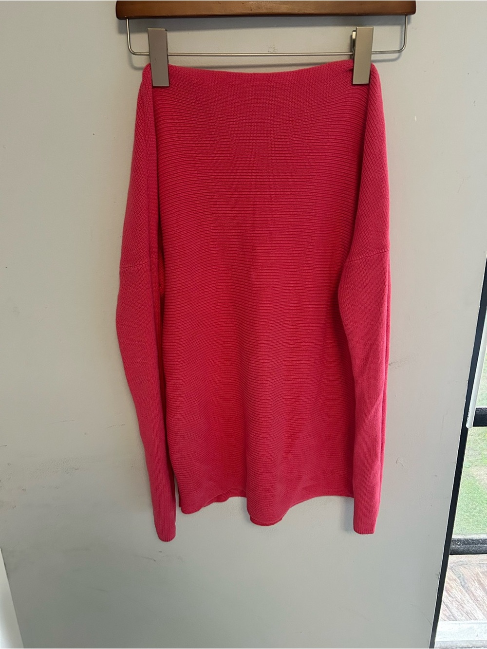 Tommy Bahama Off-the-Shoulder Ribbed Pink Sweater